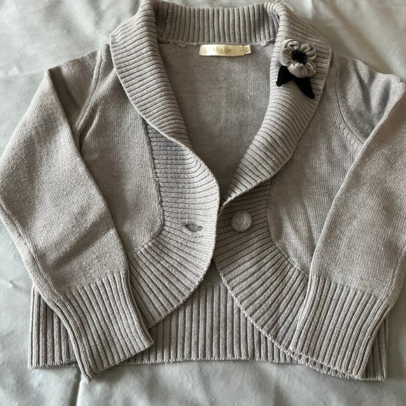 3 for $30 Vintage cropped knit cardigan with shawl collar grey size small - Picture 5 of 6